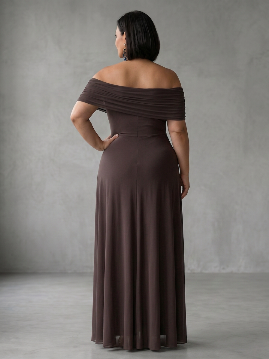 Astrid | Off Shoulder Draped Midi Jurk