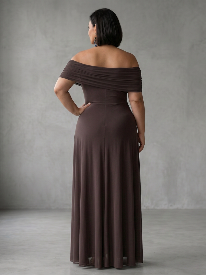 Astrid | Off Shoulder Draped Midi Jurk