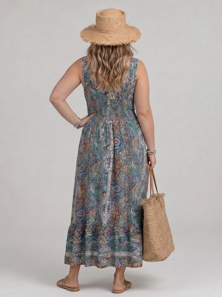 Nova | Mouwloze Midi-jurk met Paisleyprint
