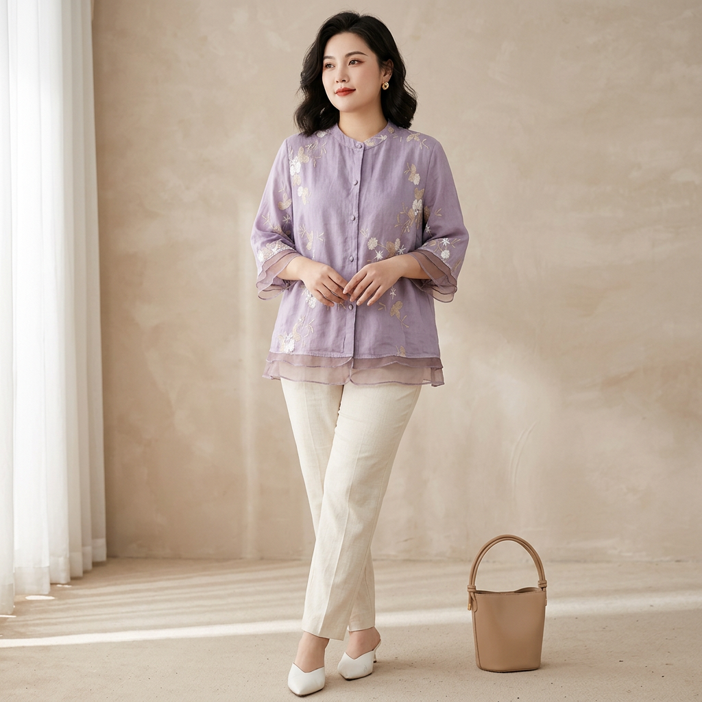 Noa - Pure Katoenen Geborduurd Shirt