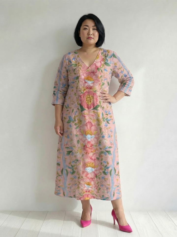 Lark | Licht Form Bloem Midi Jurk