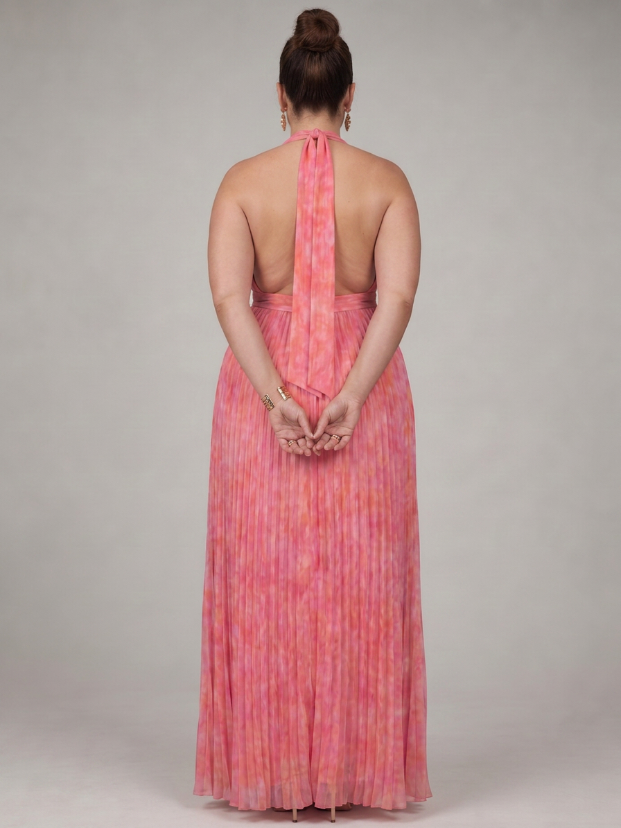 Cordelia | Halter Nek Plissé Maxi Jurk