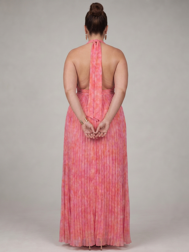 Cordelia | Halter Nek Plissé Maxi Jurk