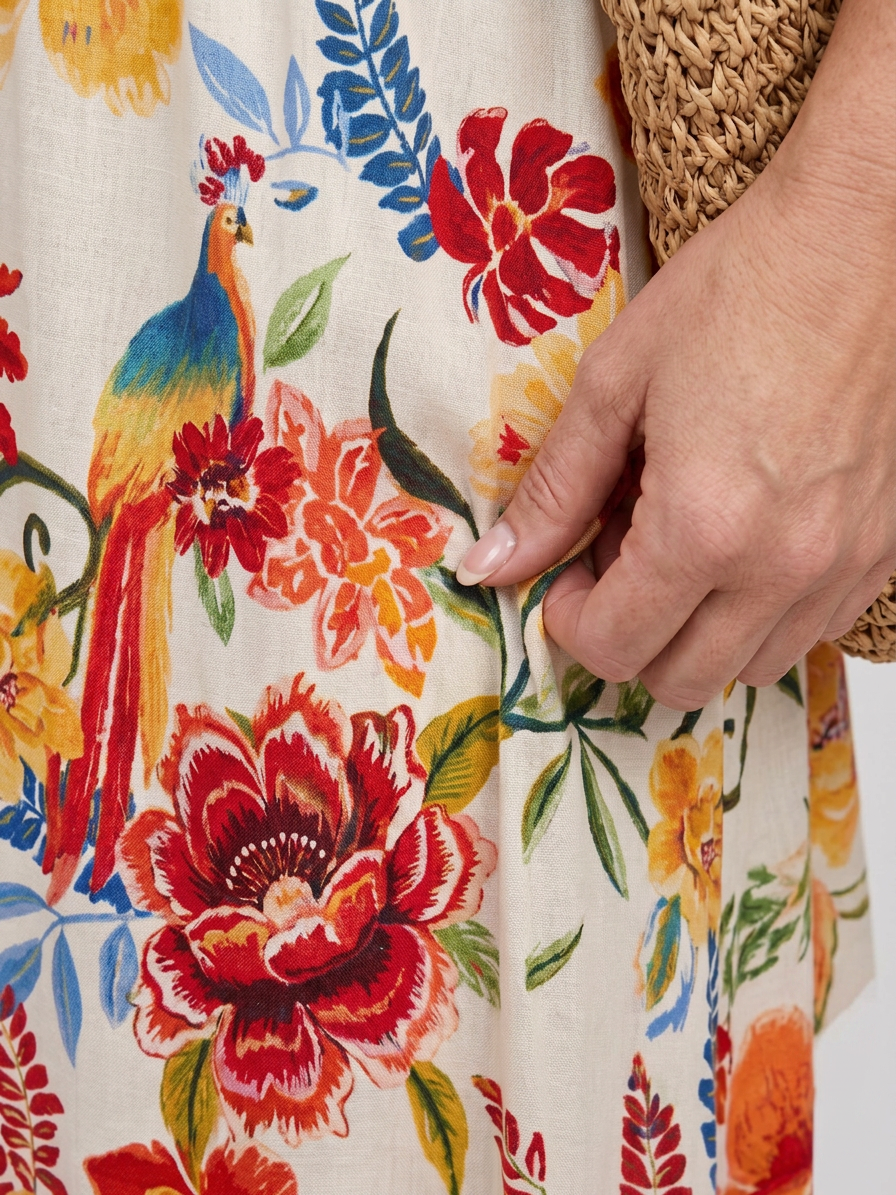 Calla | Mouwloze Empire Taille Midi Jurk
