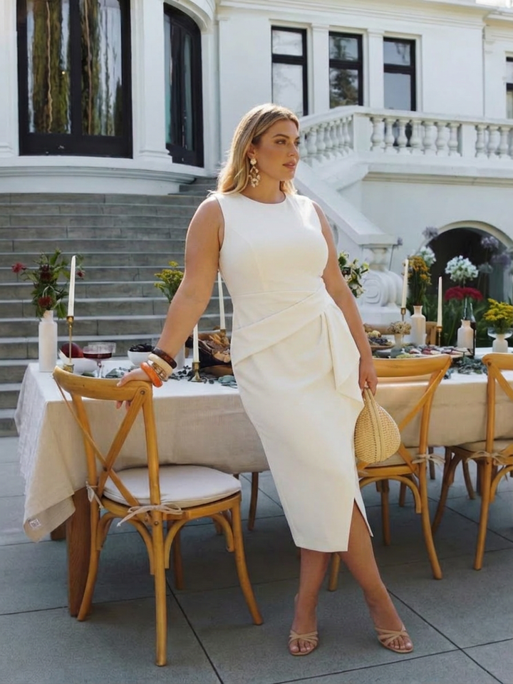 Floriane | Asymmetrische Midi-jurk zonder Mouwen