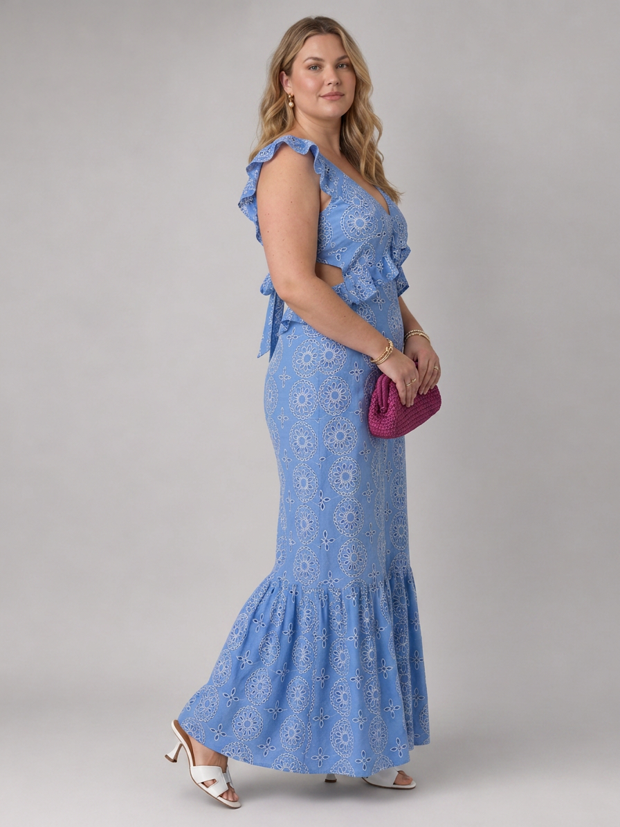 Ula | Mouwloze Maxi Jurk met Rimpeldetails
