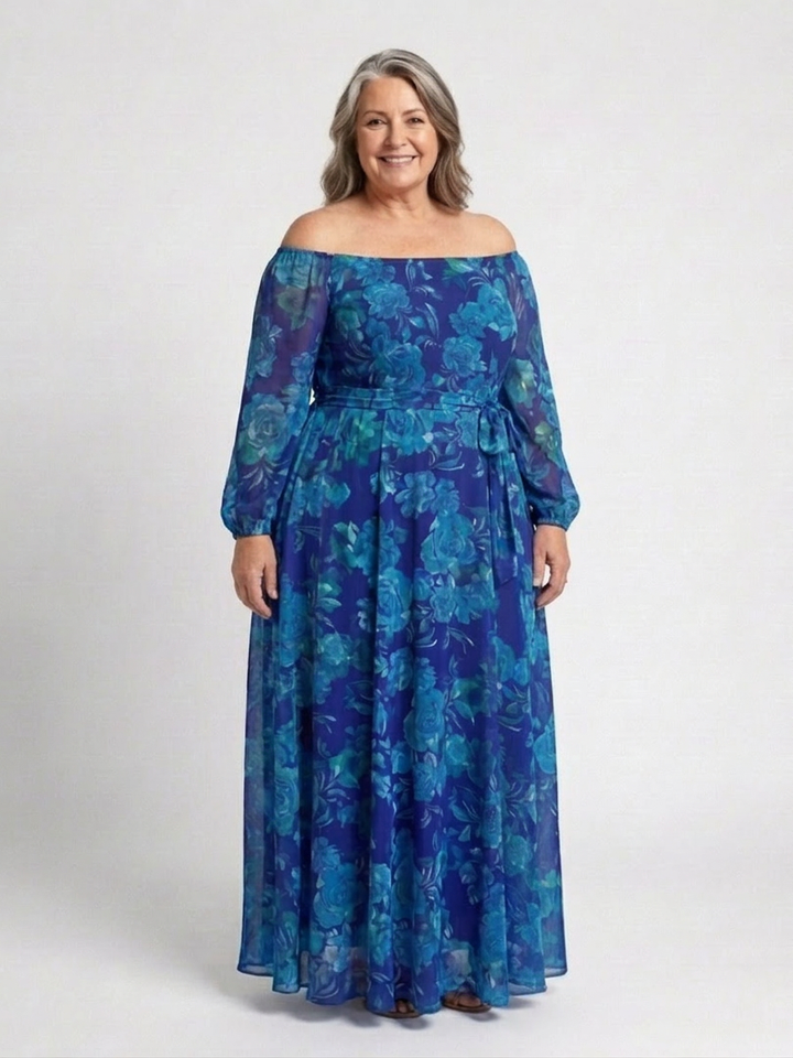 Beatrix | Off Shoulder Bloemen Maxi Jurk