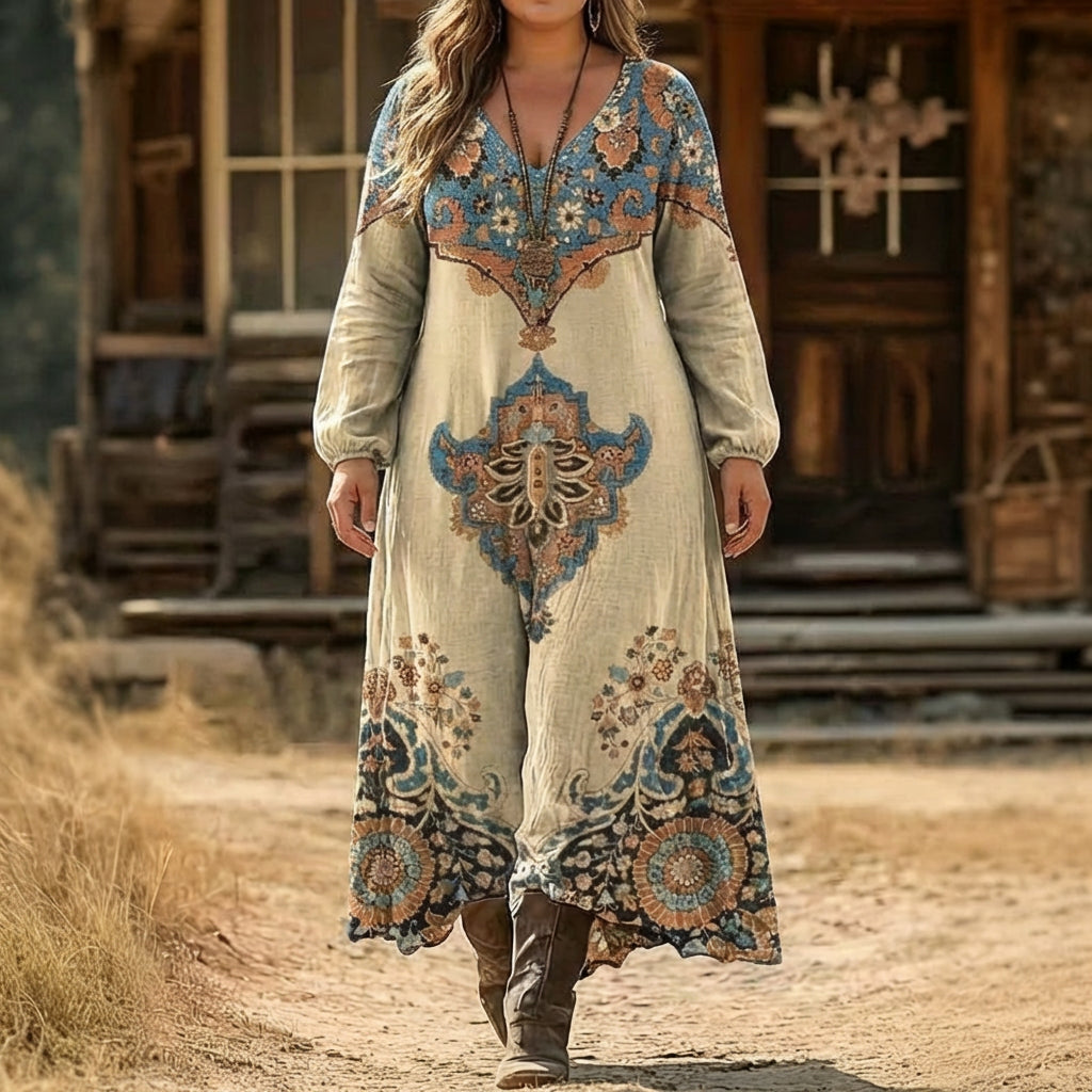 Paloma | Vintage-geïnspireerde Lange Mouw Casual Jurk