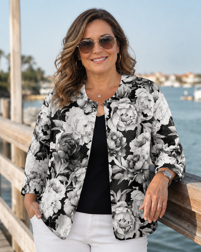 Dames Bloemenshirt met Open Voorkant en Boxy Pasvorm