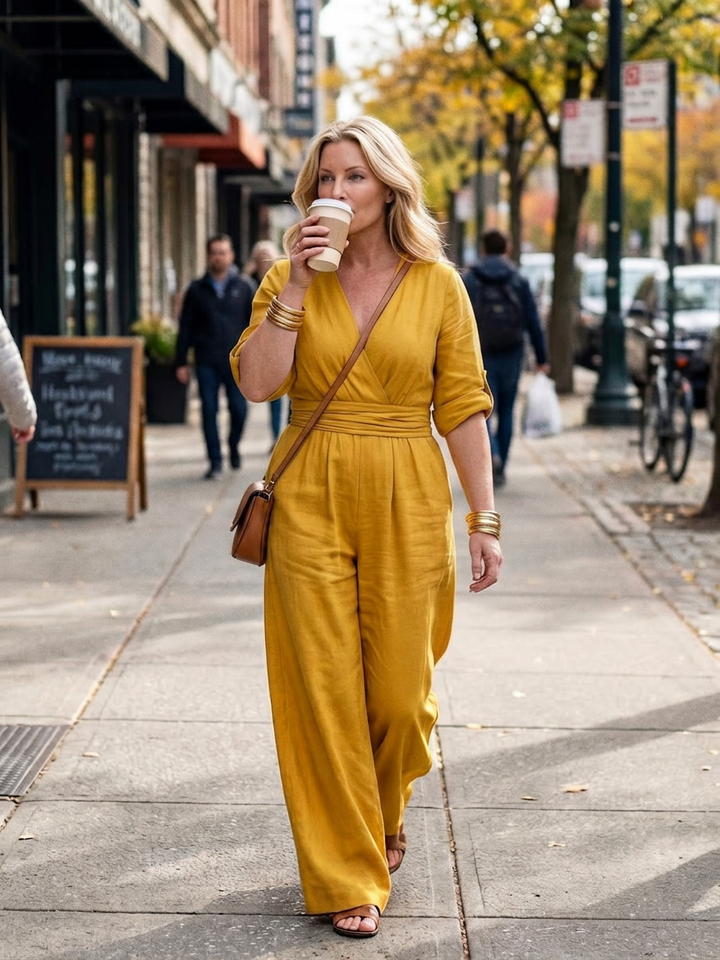 Maeve | Korte Mouwen Wijde Pijpen Jumpsuit