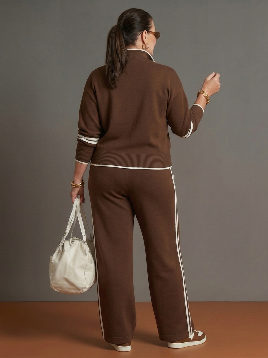 Greer | Zip Nek Lange Mouw Zijdestreep Leggings Set