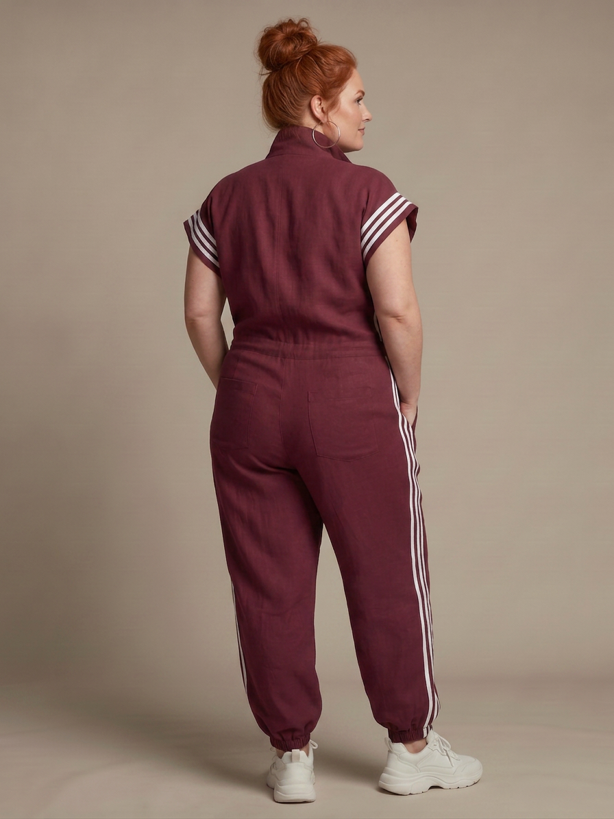 Winslow | Zip Front Stripe Paneel Jumpsuit