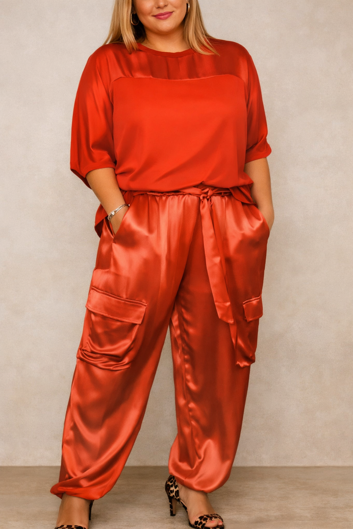 Faye - Zijdezachte Cargo Lounge Set