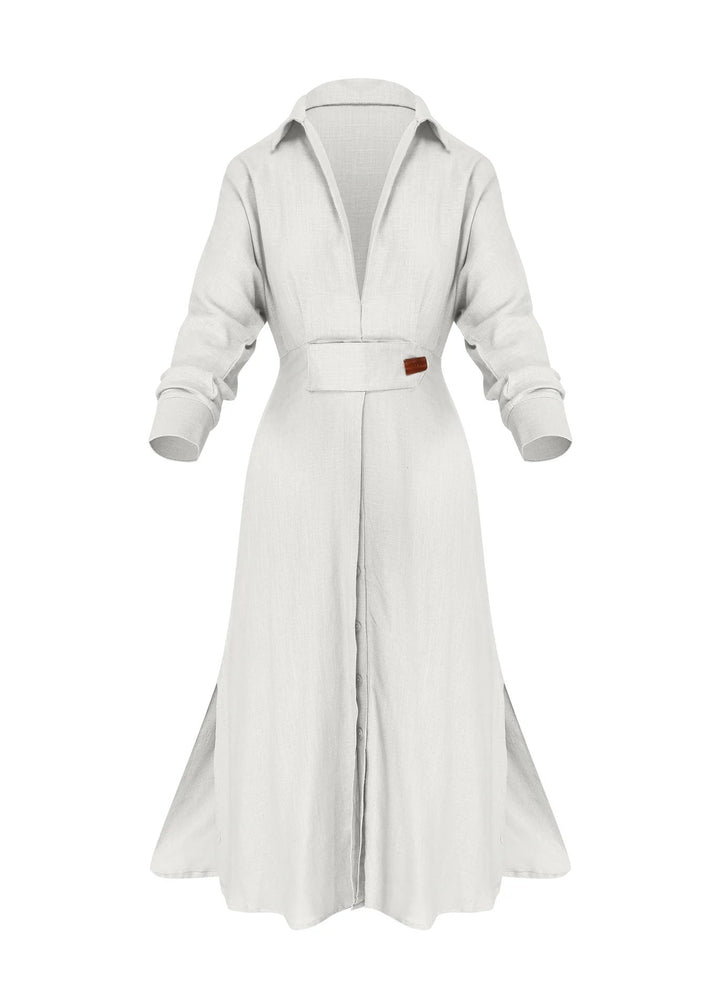Wynne V-hals Slim Jurk: Elegante Hemelblauwe Statement