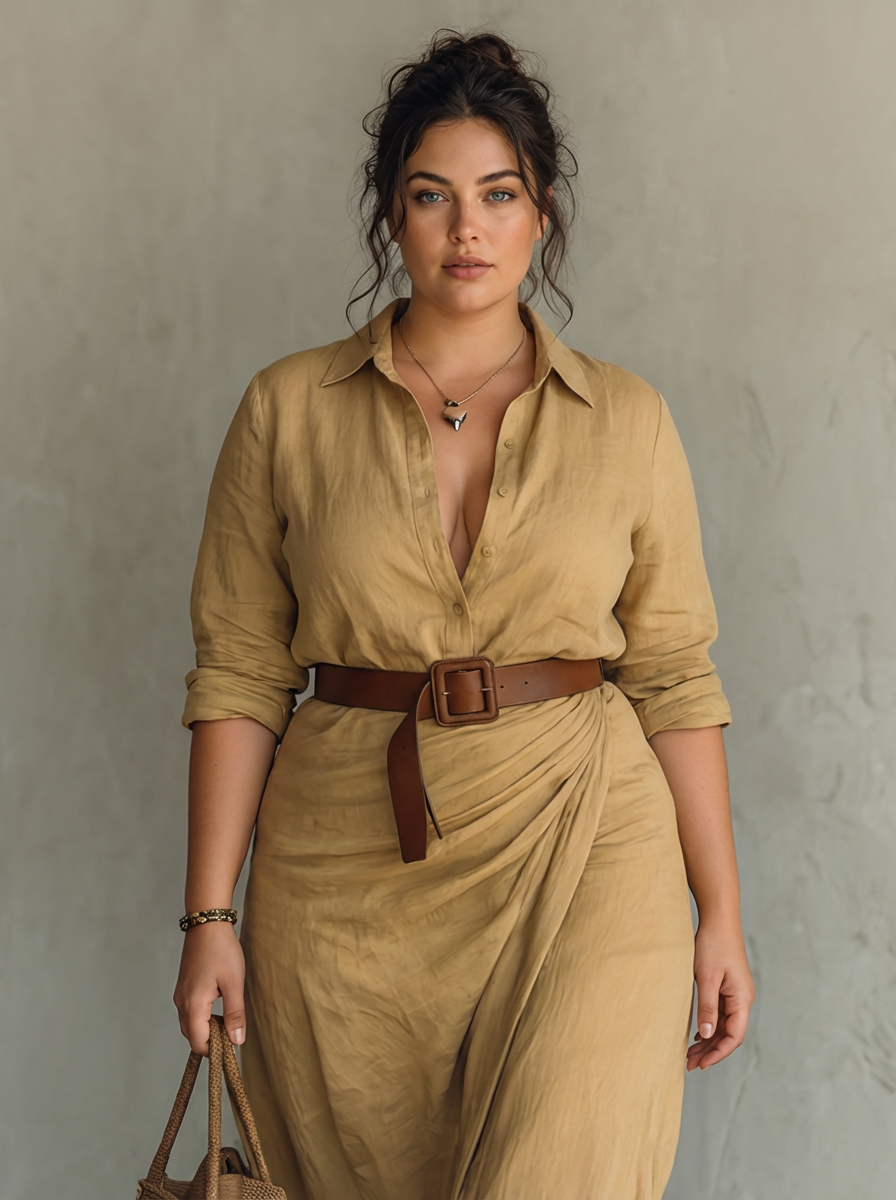 Lange Maxi Jurk met Ingesneden Kraag en Lange Mouwen voor Vrouwen
