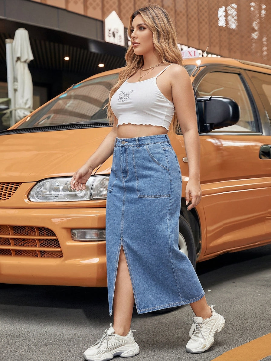 Nia Slit Denim Rok