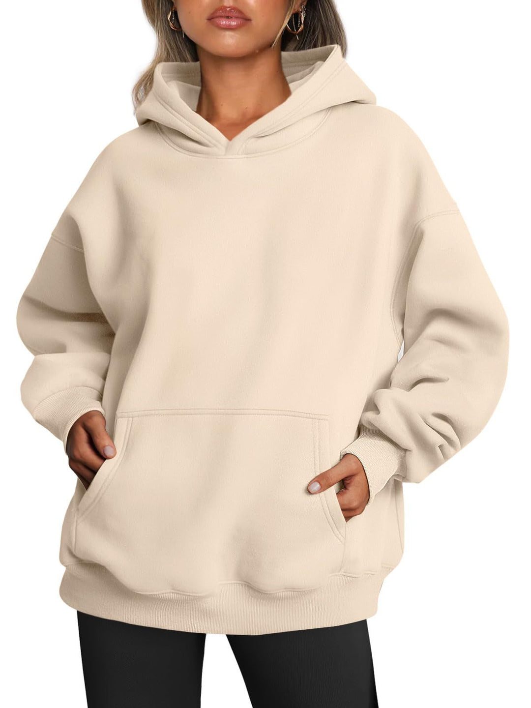 Oversized fleece hoodie met buidelzak