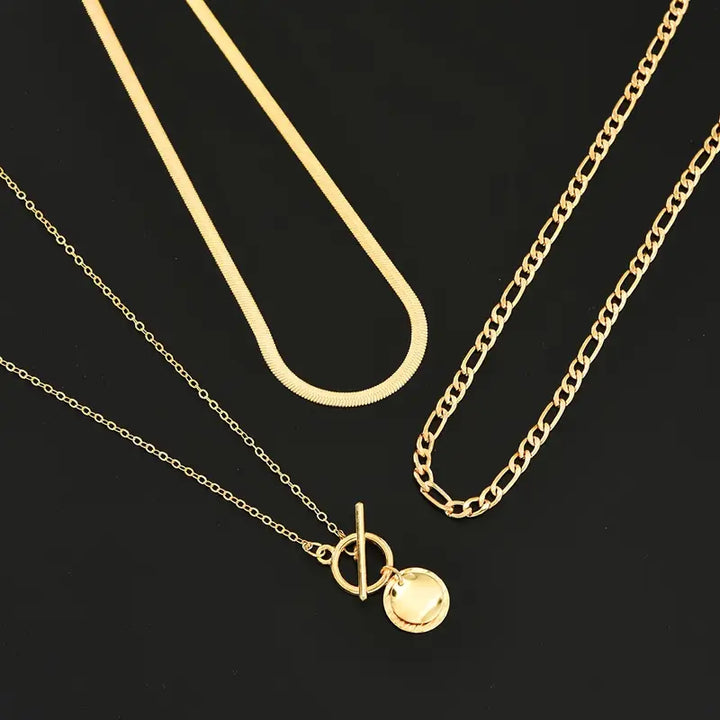 Anouk Textured Coin Gelaagde Ketting | Goud