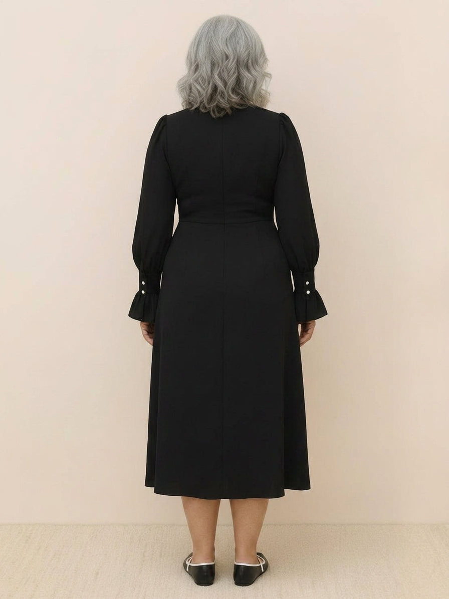 Bellamy - Slankmakende V-hals Midi-jurk