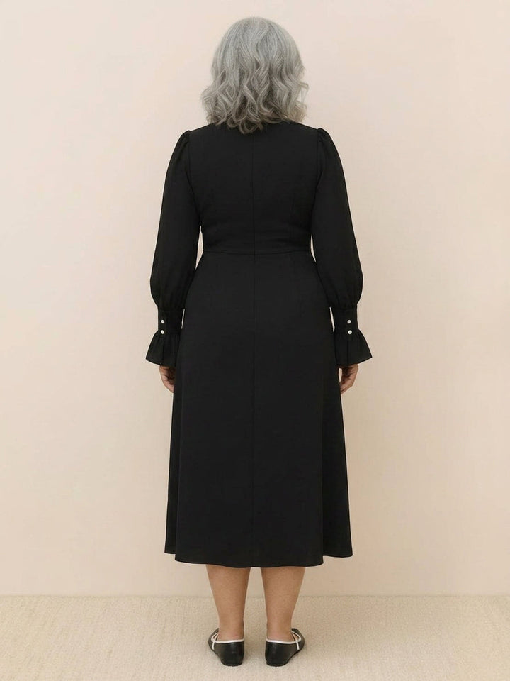 Bellamy - Slankmakende V-hals Midi-jurk