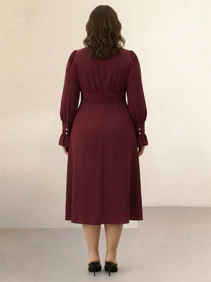 Bellamy - Slankmakende V-hals Midi-jurk