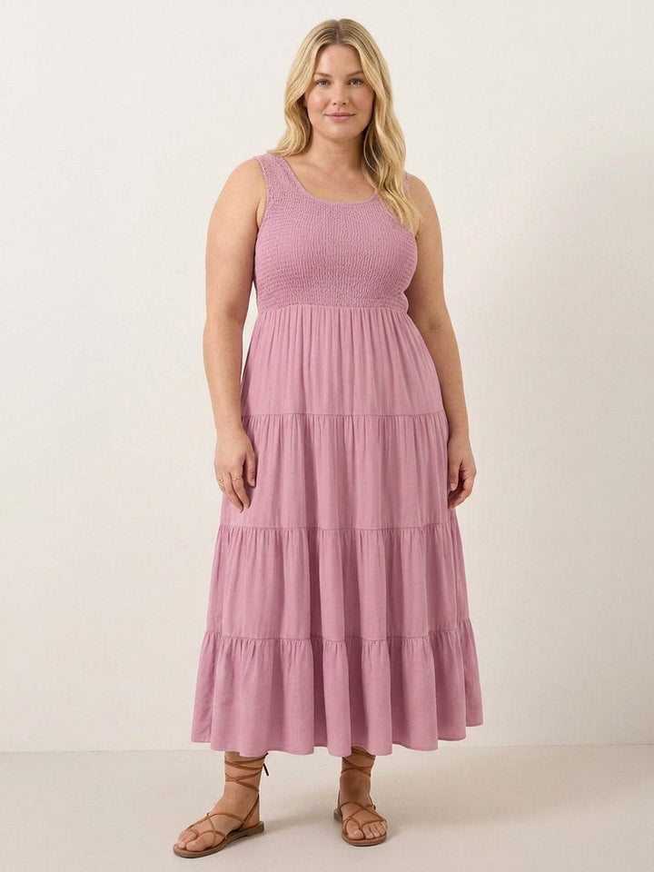 Cassia - Smocked Mouwloze Maxi Jurk