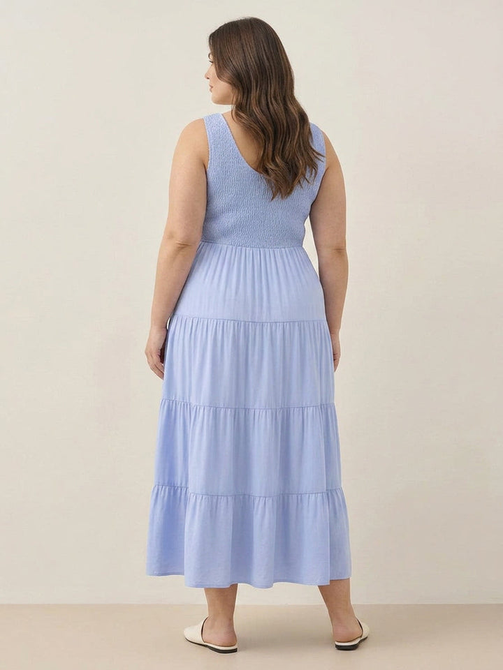 Cassia - Smocked Mouwloze Maxi Jurk