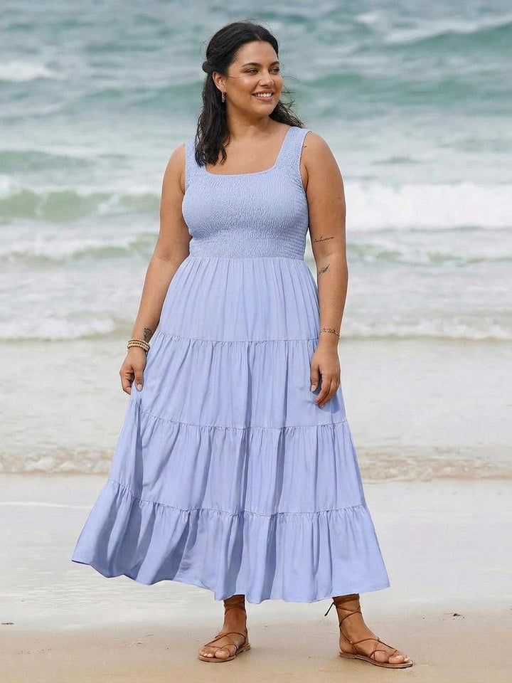 Cassia - Smocked Mouwloze Maxi Jurk