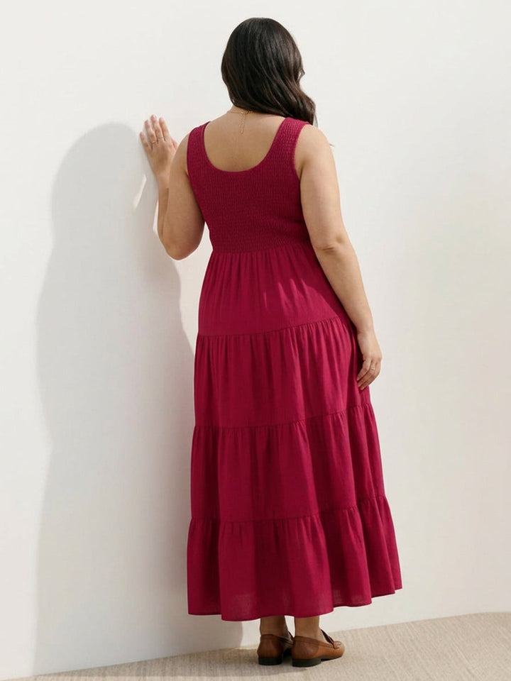 Cassia - Smocked Mouwloze Maxi Jurk