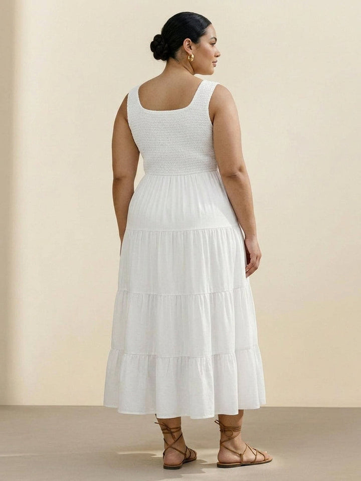 Cassia - Smocked Mouwloze Maxi Jurk
