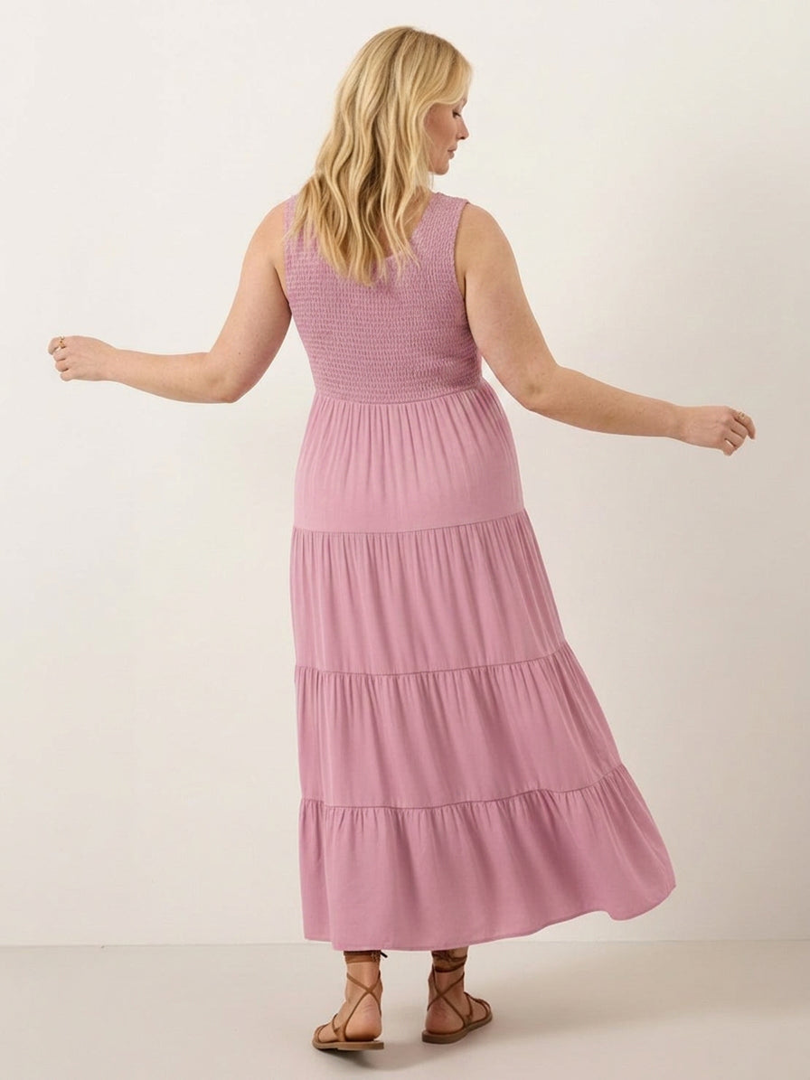 Cassia - Smocked Mouwloze Maxi Jurk