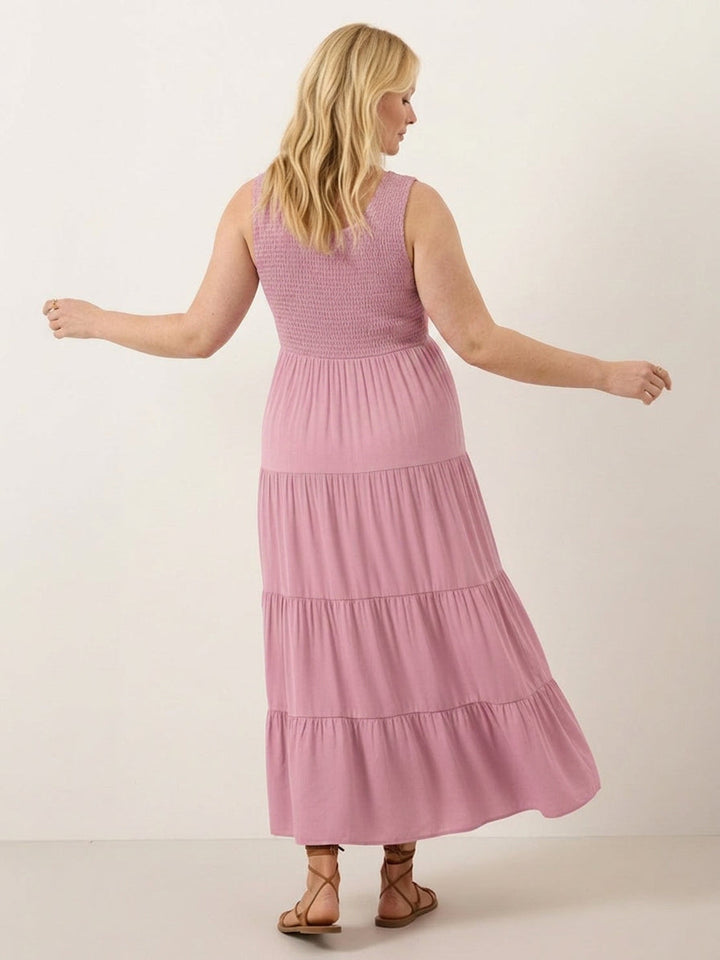 Cassia - Smocked Mouwloze Maxi Jurk