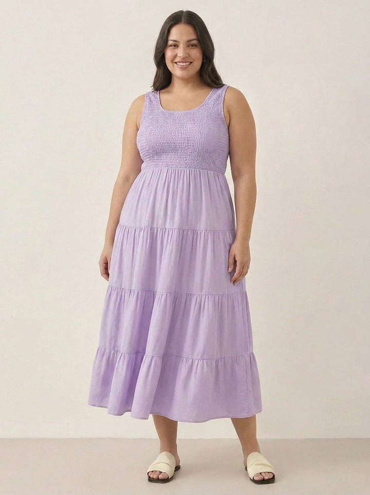 Cassia - Smocked Mouwloze Maxi Jurk