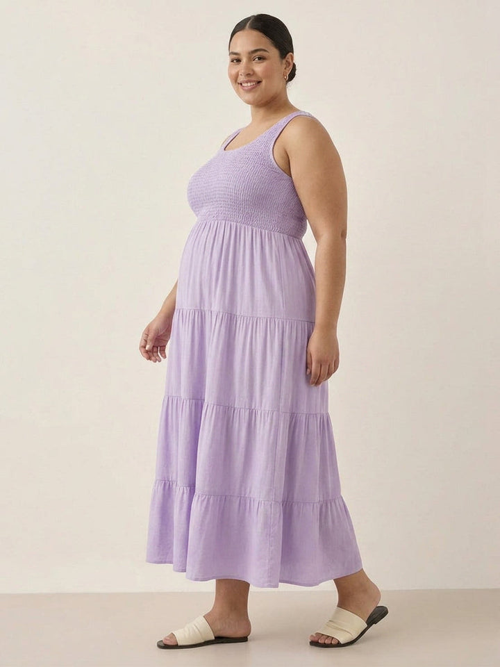 Cassia - Smocked Mouwloze Maxi Jurk