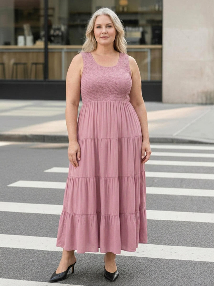 Cassia - Smocked Mouwloze Maxi Jurk