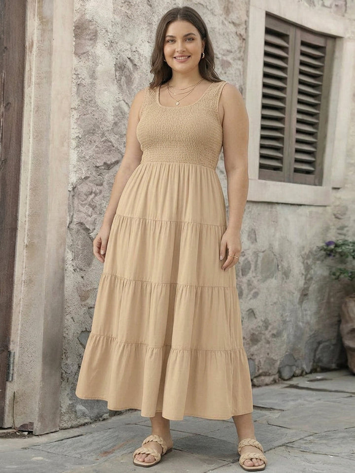 Cassia - Smocked Mouwloze Maxi Jurk