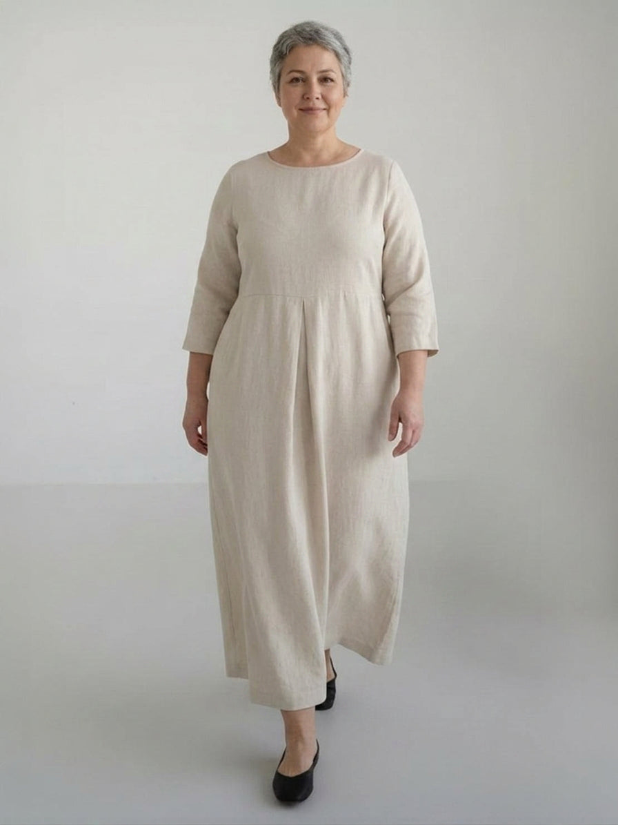 Iona - Katoen-Linnen Taille Jurk