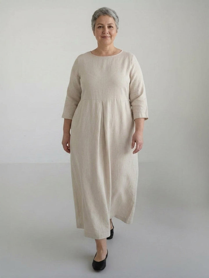 Iona - Katoen-Linnen Taille Jurk