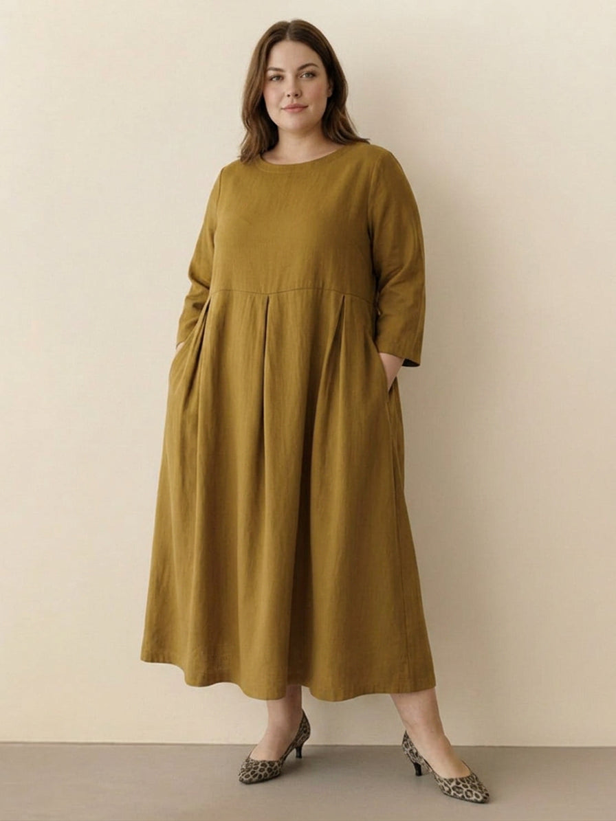 Iona - Katoen-Linnen Taille Jurk