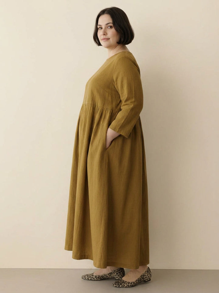 Iona - Katoen-Linnen Taille Jurk
