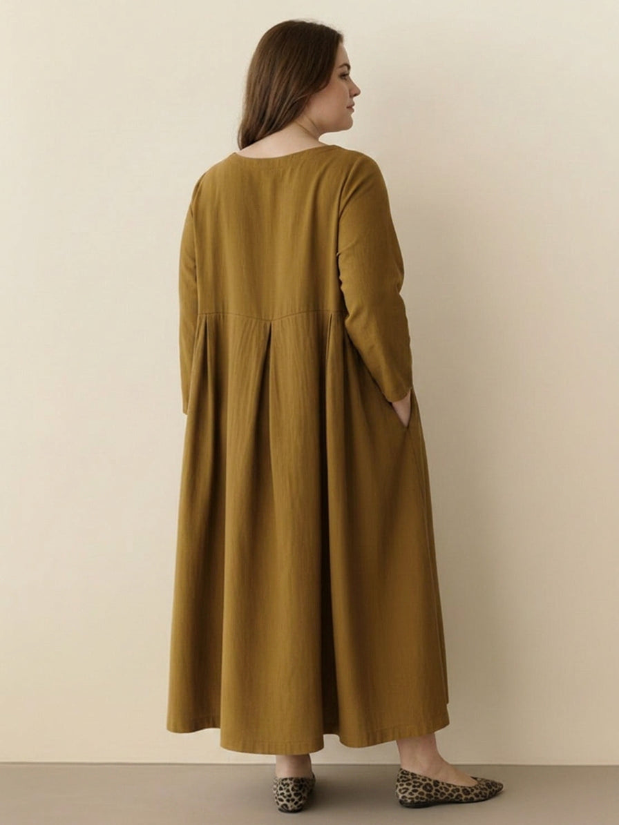 Iona - Katoen-Linnen Taille Jurk