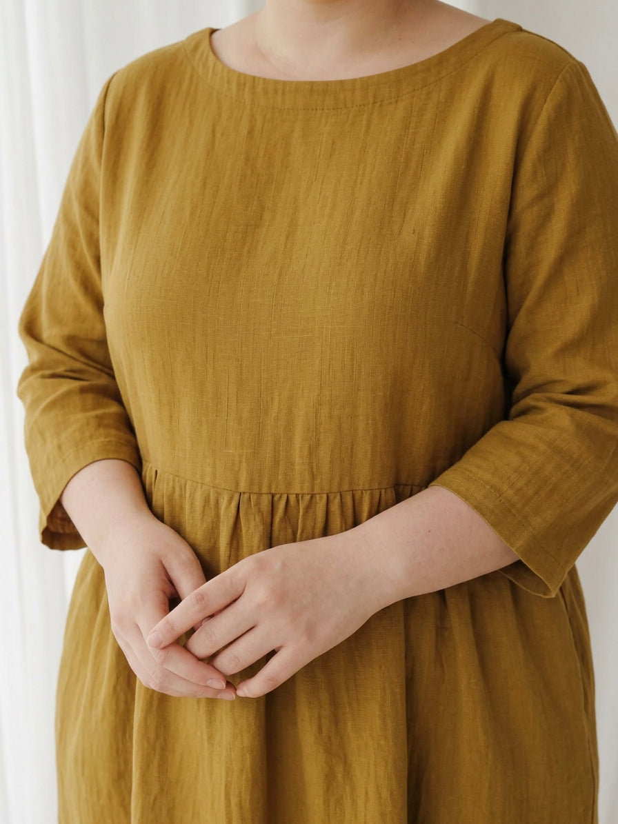 Iona - Katoen-Linnen Taille Jurk