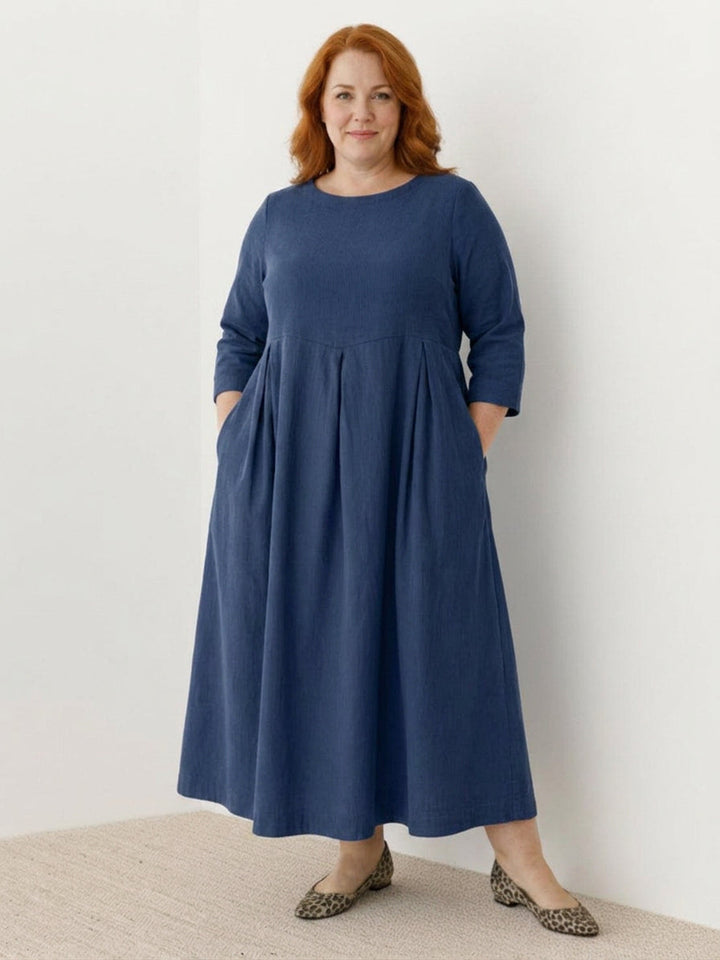 Iona - Katoen-Linnen Taille Jurk