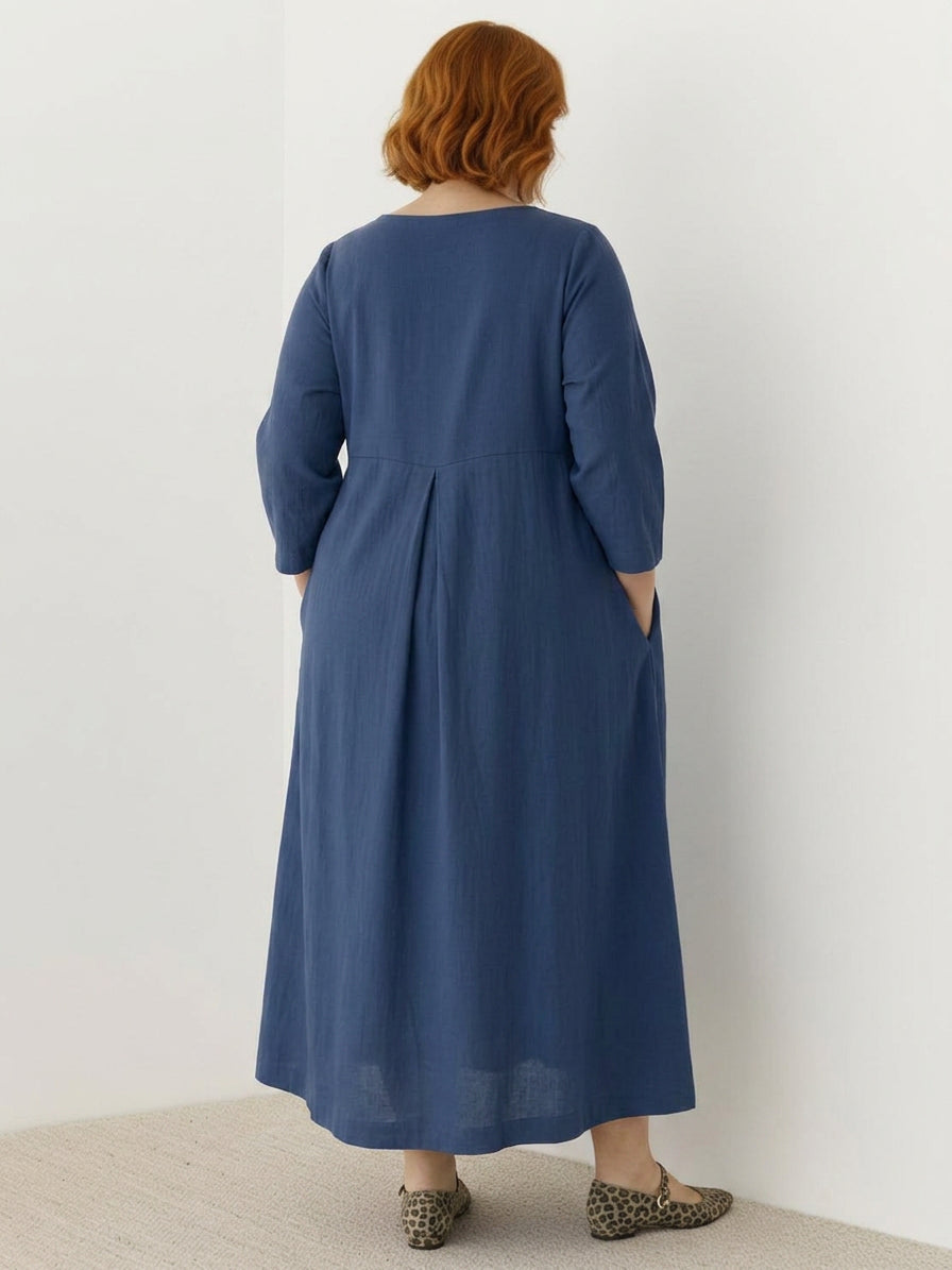 Iona - Katoen-Linnen Taille Jurk