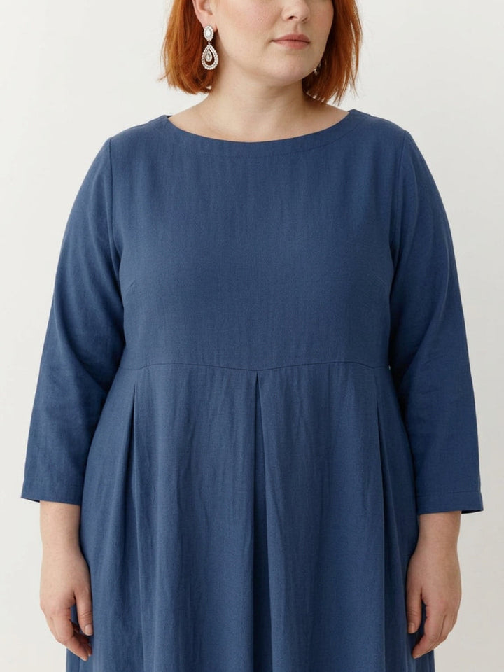 Iona - Katoen-Linnen Taille Jurk