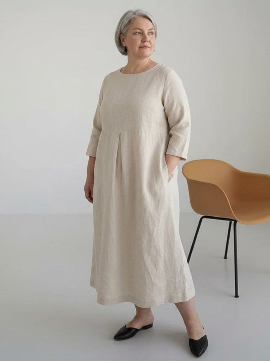 Iona - Katoen-Linnen Taille Jurk
