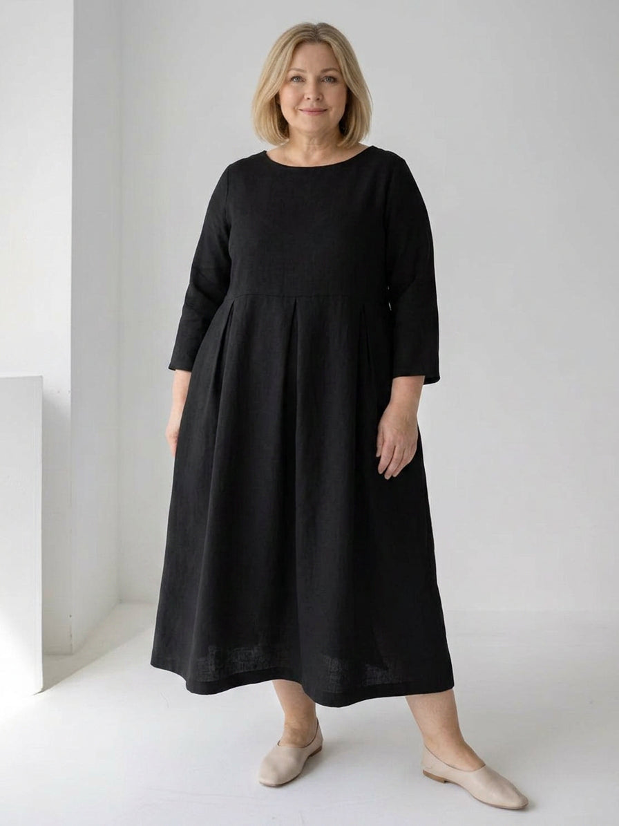Iona - Katoen-Linnen Taille Jurk