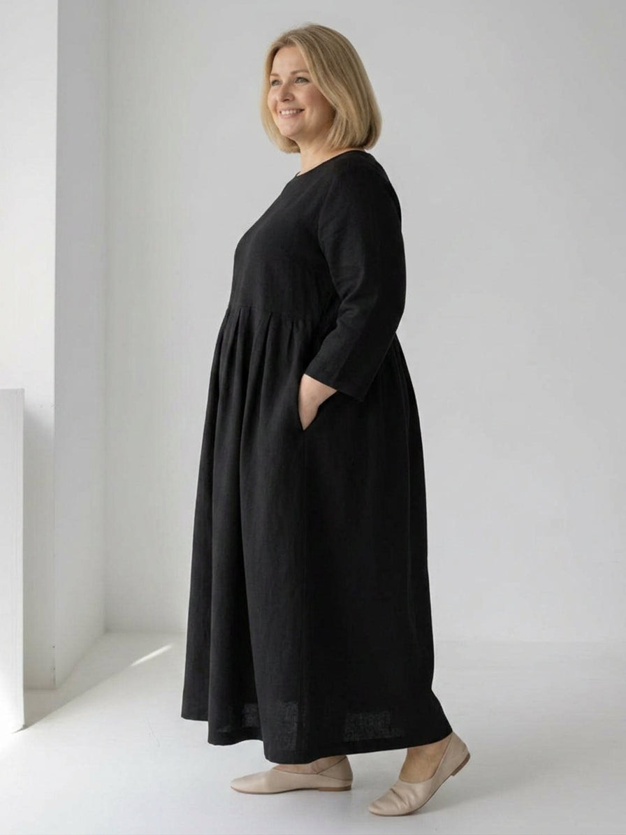 Iona - Katoen-Linnen Taille Jurk