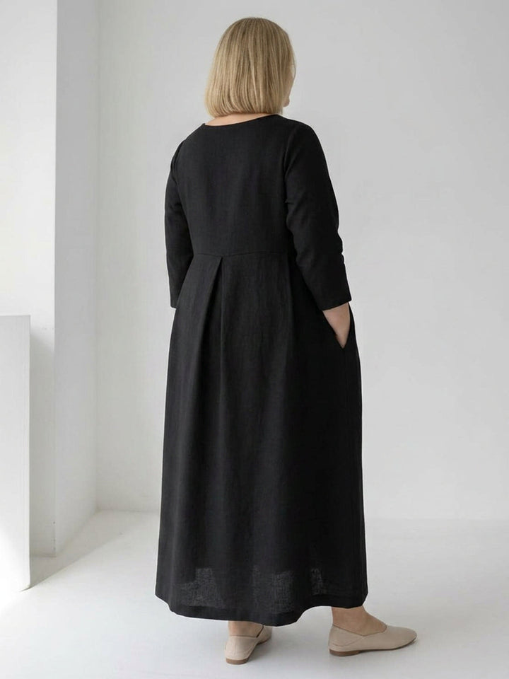 Iona - Katoen-Linnen Taille Jurk