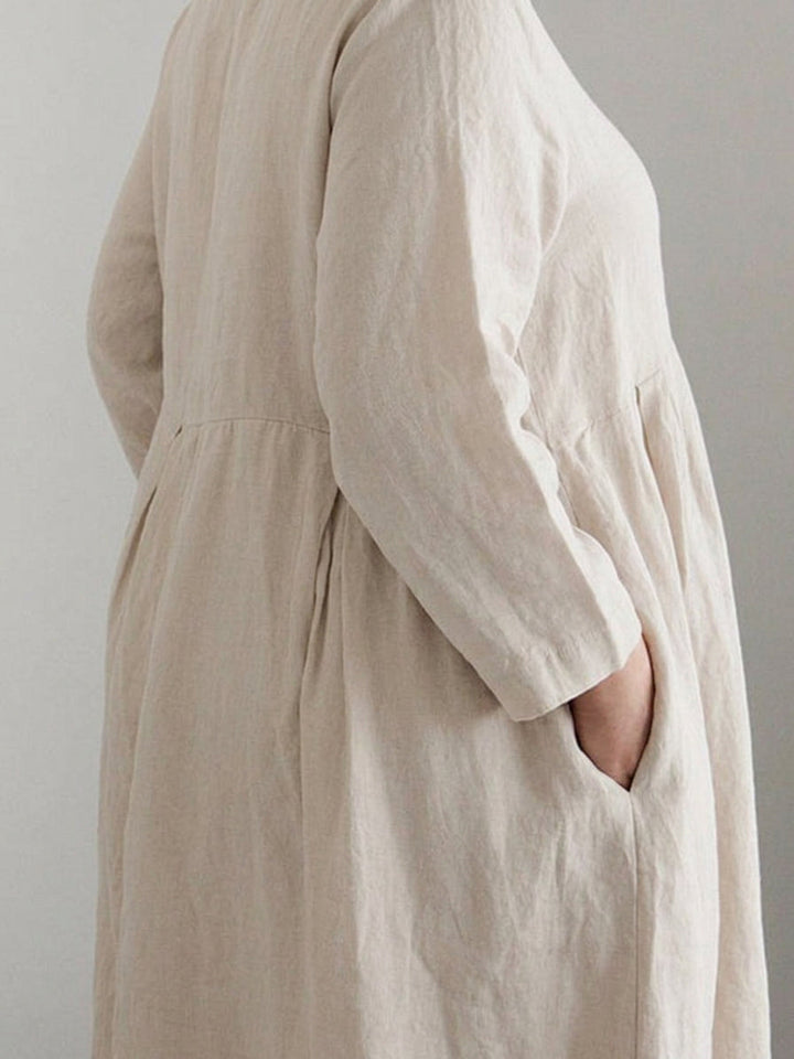 Iona - Katoen-Linnen Taille Jurk
